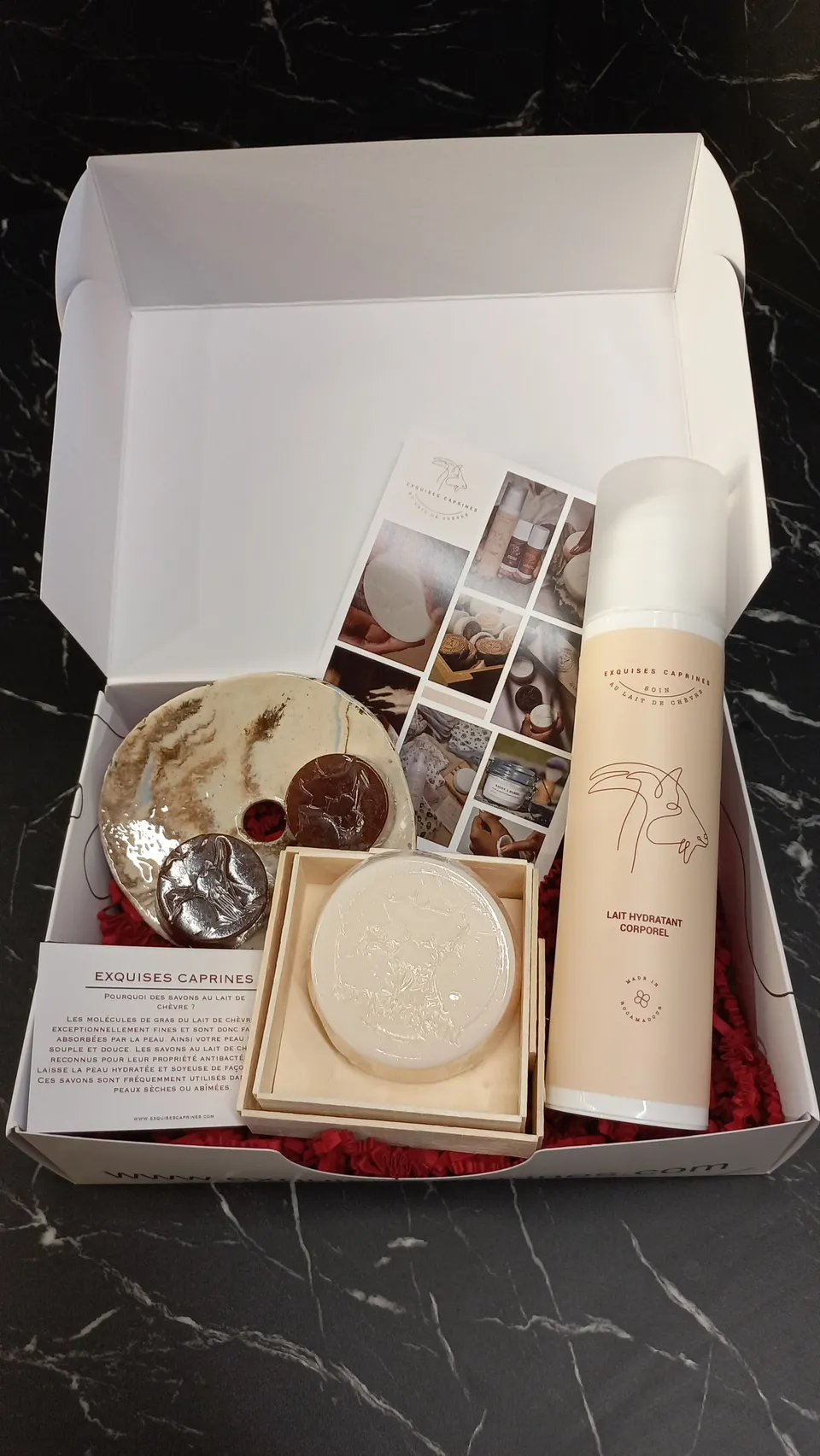 Exquises Caprines Coffret l'artisanal lait de chèvre 5 pièces