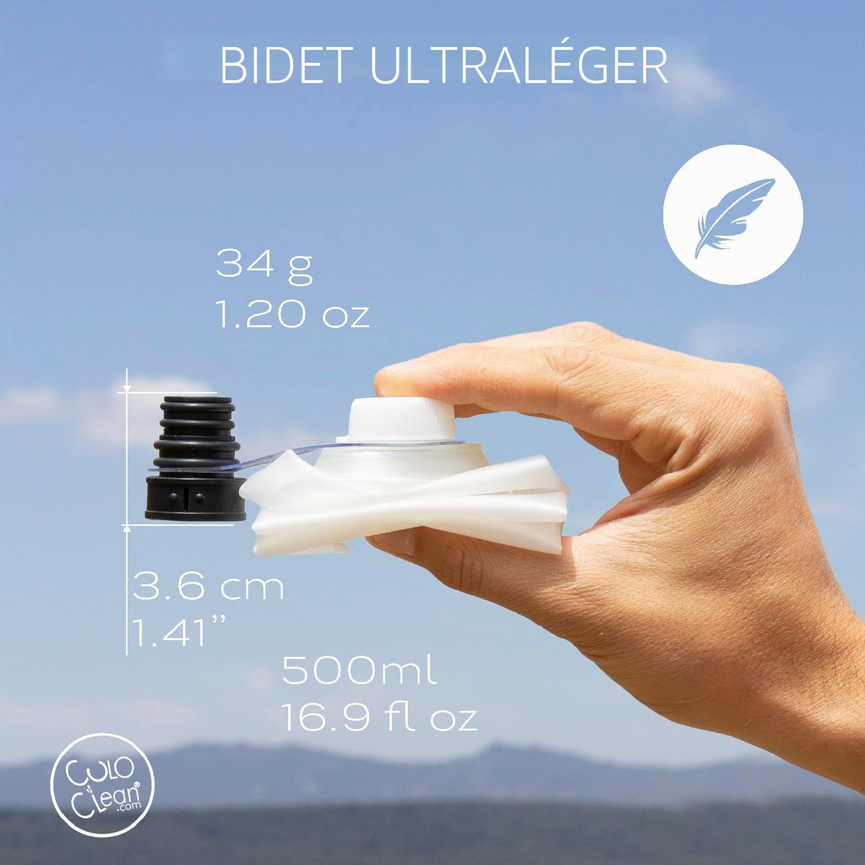 CuloClean + Bouteille Bidet Portable 500ml pliable