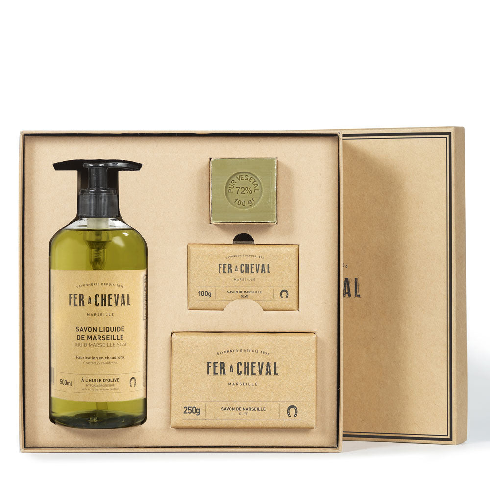 NCDSM Coffrets Cadeau Savon de Marseille Pur Olive 4 Pièces