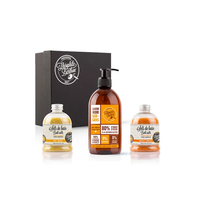 Théophile Berthon Coffret Bain sérénité savon noir + sels 3 pièces