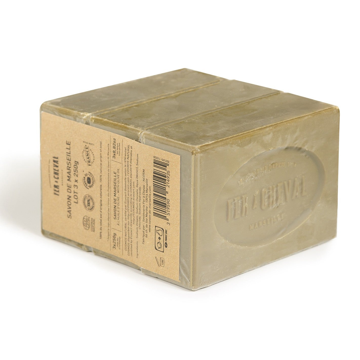 Fer à Cheval Savonnettes Pur Olive Savon 3x250g Naturel