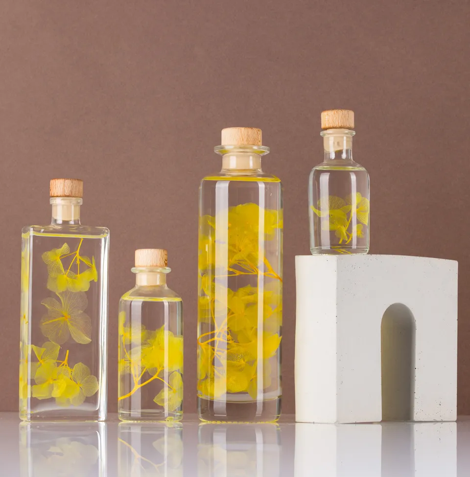 Théophile Herbarium Hortensia Jaune fleur immergée déco
