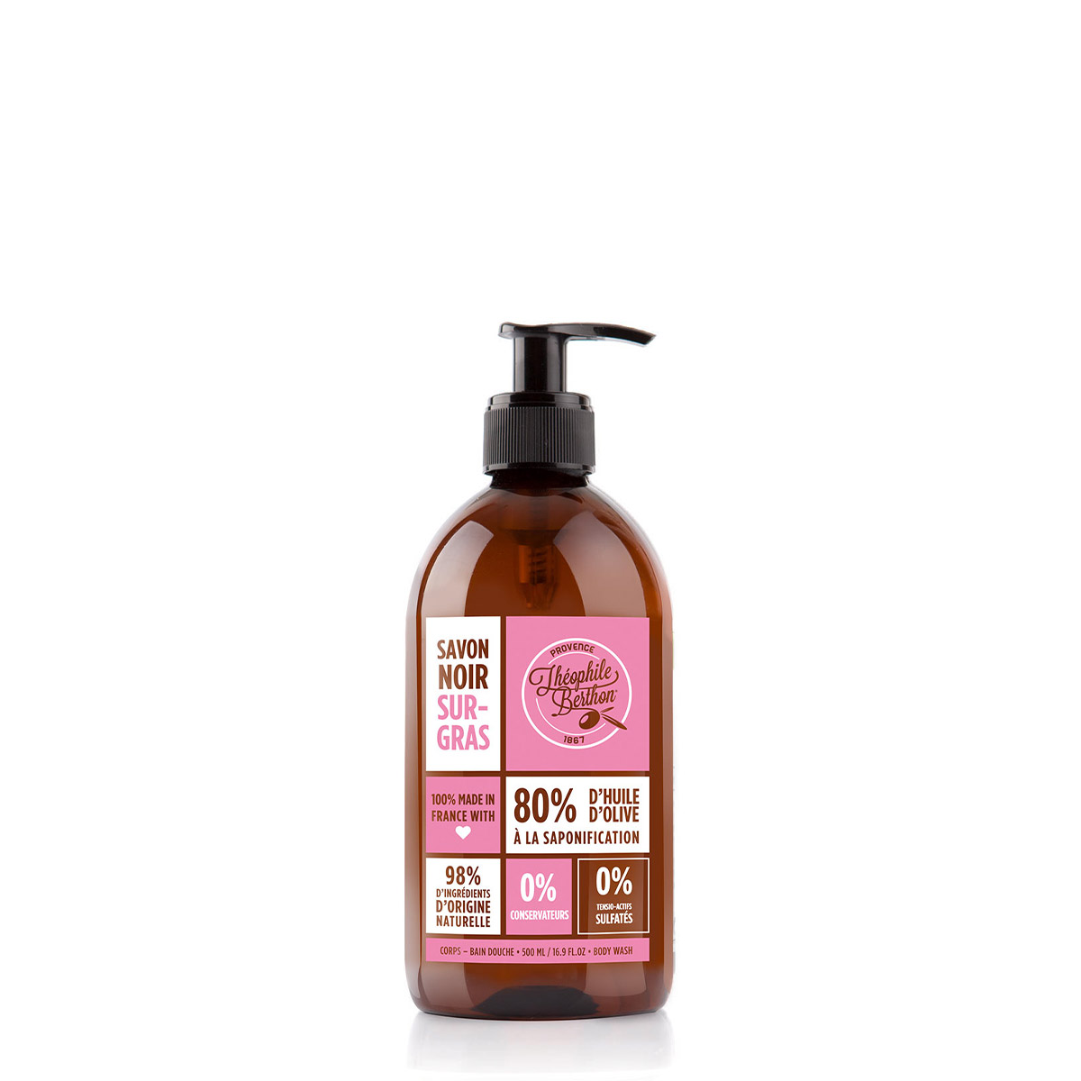 Théophile Berthon Savon Noir liquide corps parfumé 6x500ml surgras