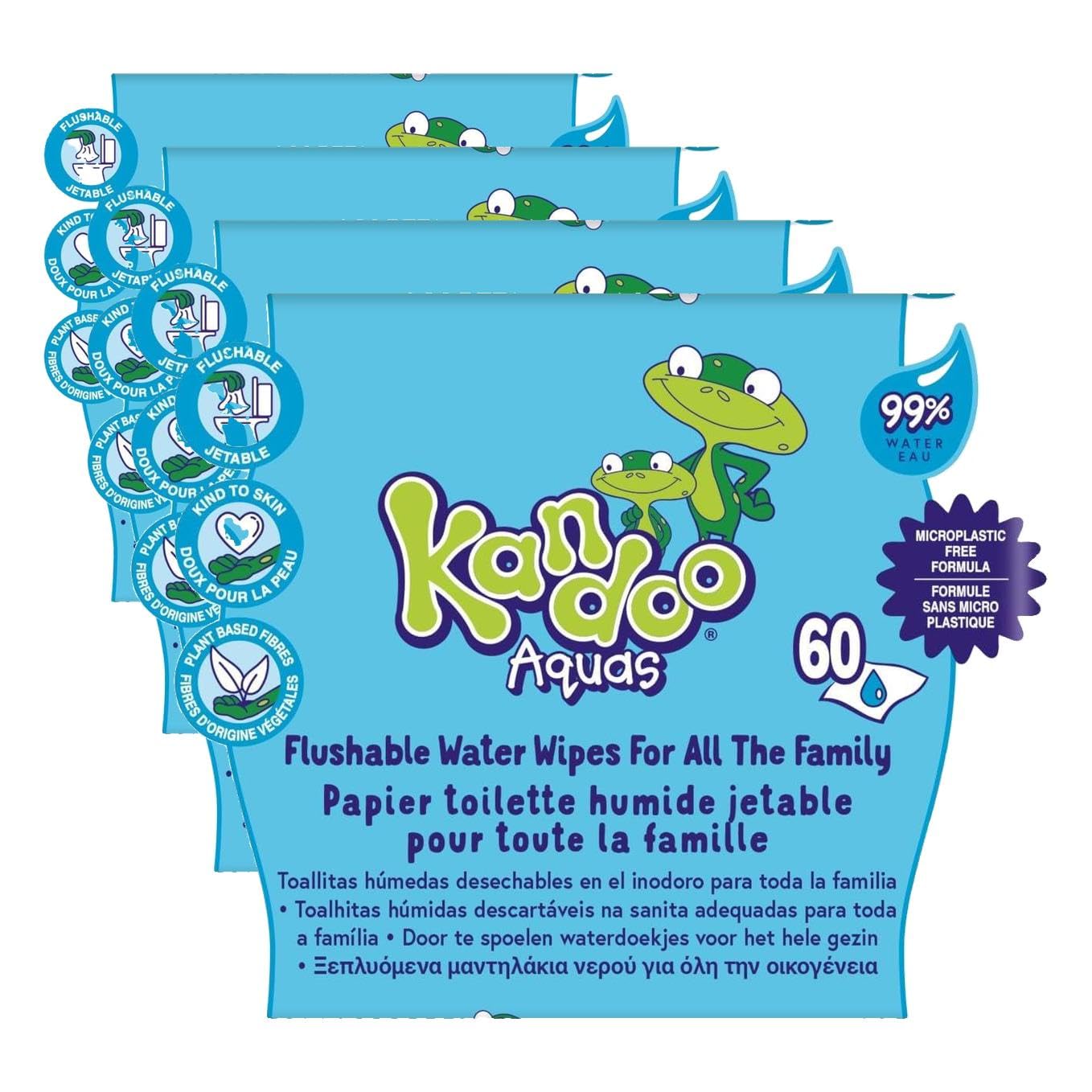 Kandoo Aquas lingettes toilette 99% eau 60 unités