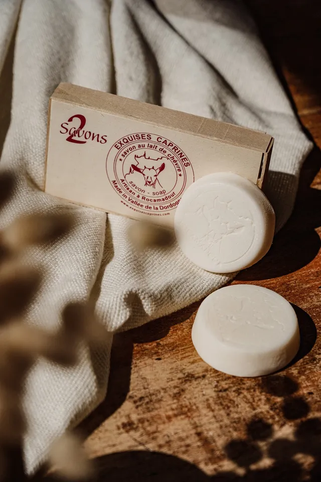 Exquises Caprines Coffret Boite 2 savons lait de chèvre 2x80g nature