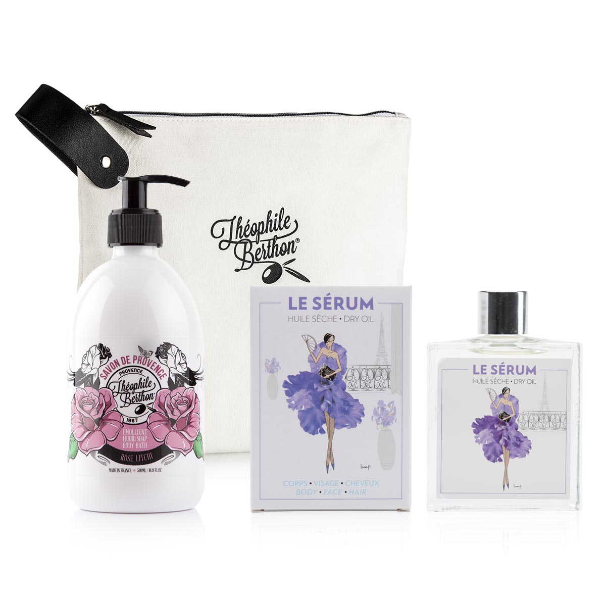 THEOPHILE BERTHON Coffrets Trousses cadeau Rose et Iris savon + huile