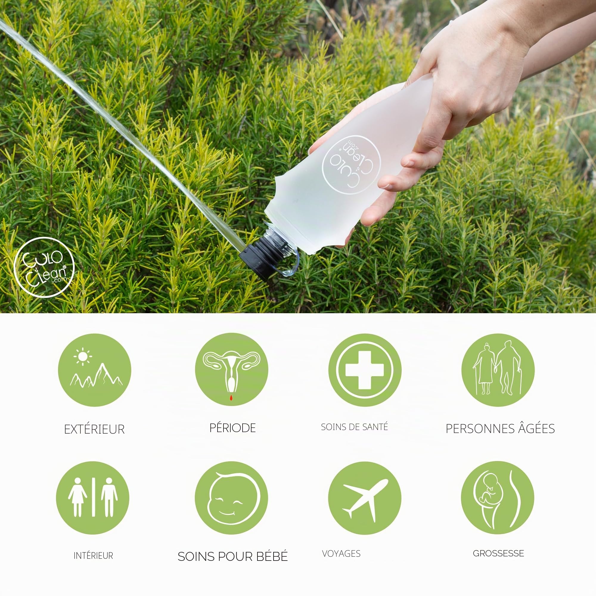 CuloClean + Bouteille Bidet Portable 500ml pliable