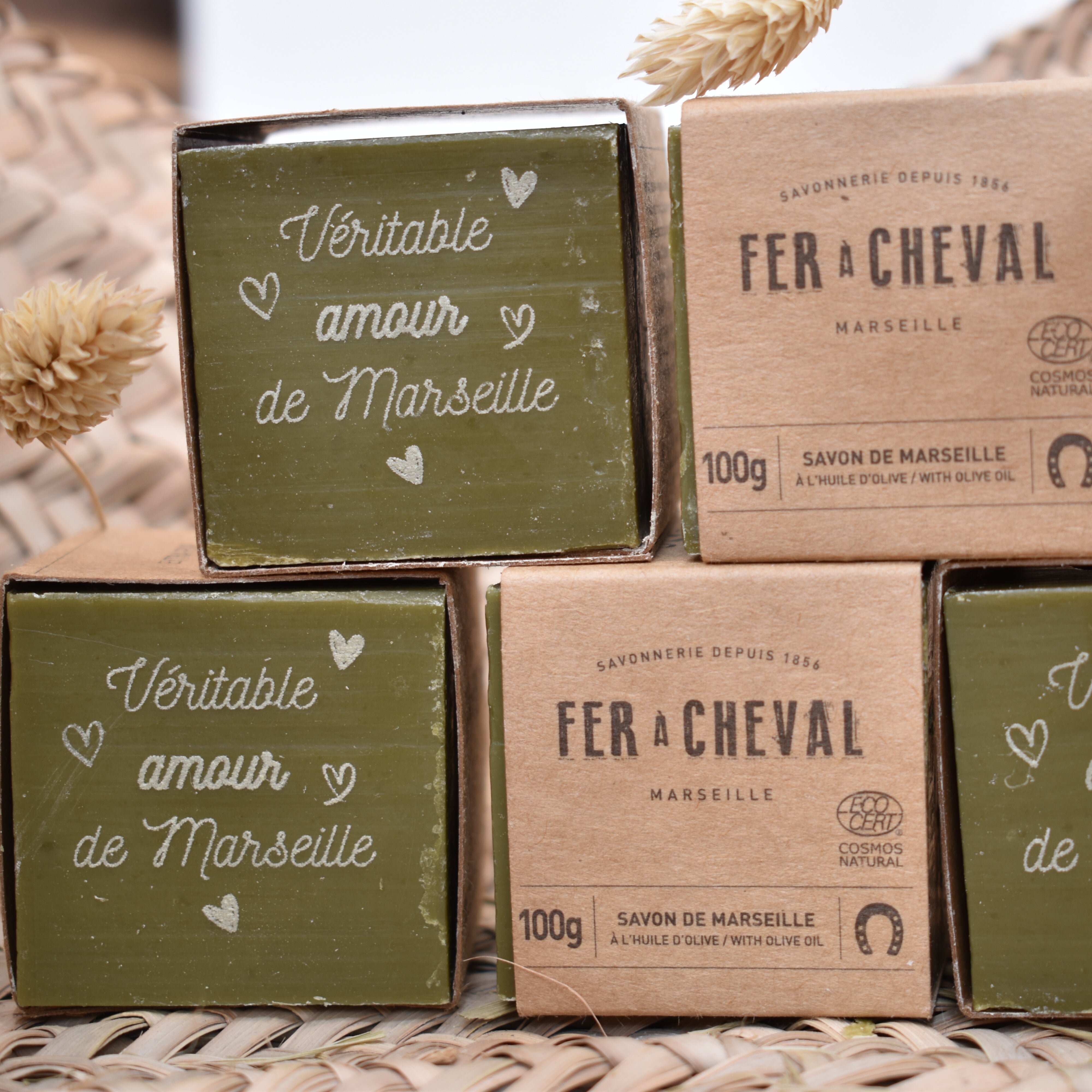 Fer à Cheval Cubes savon Marseille olive gravé 100g personnalisé