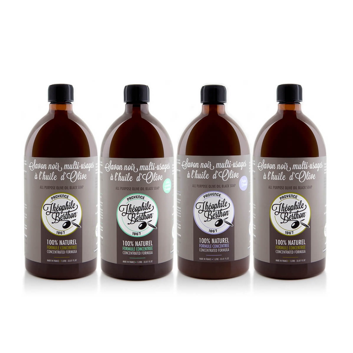 Théophile Berthon Entretien Savon Noir Multi-usages 4x1L Huile Olive