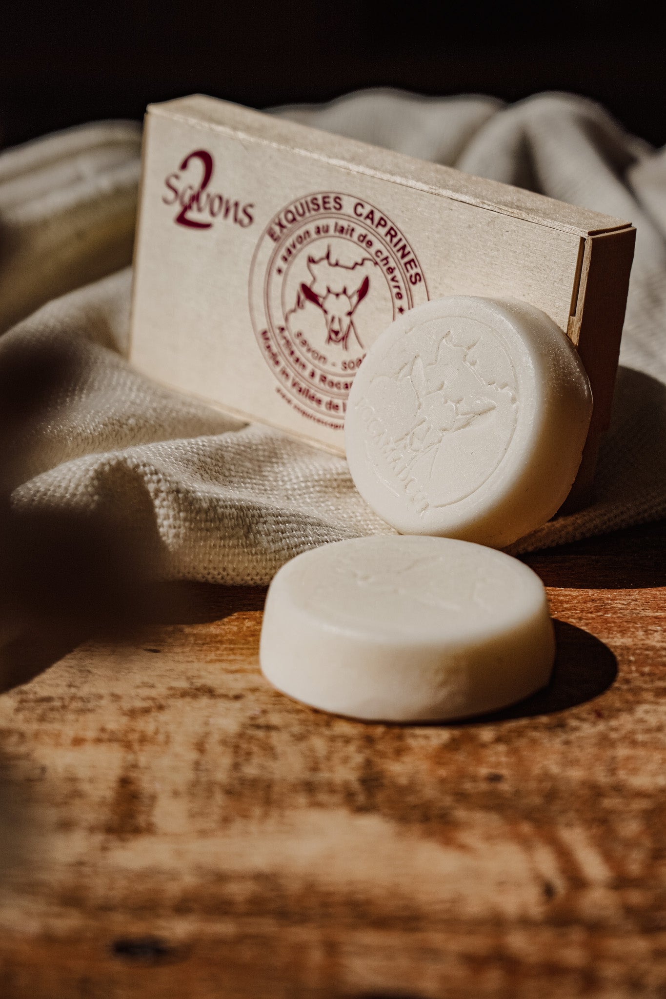 Exquises Caprines Coffret Boite 2 savons lait de chèvre 2x80g nature