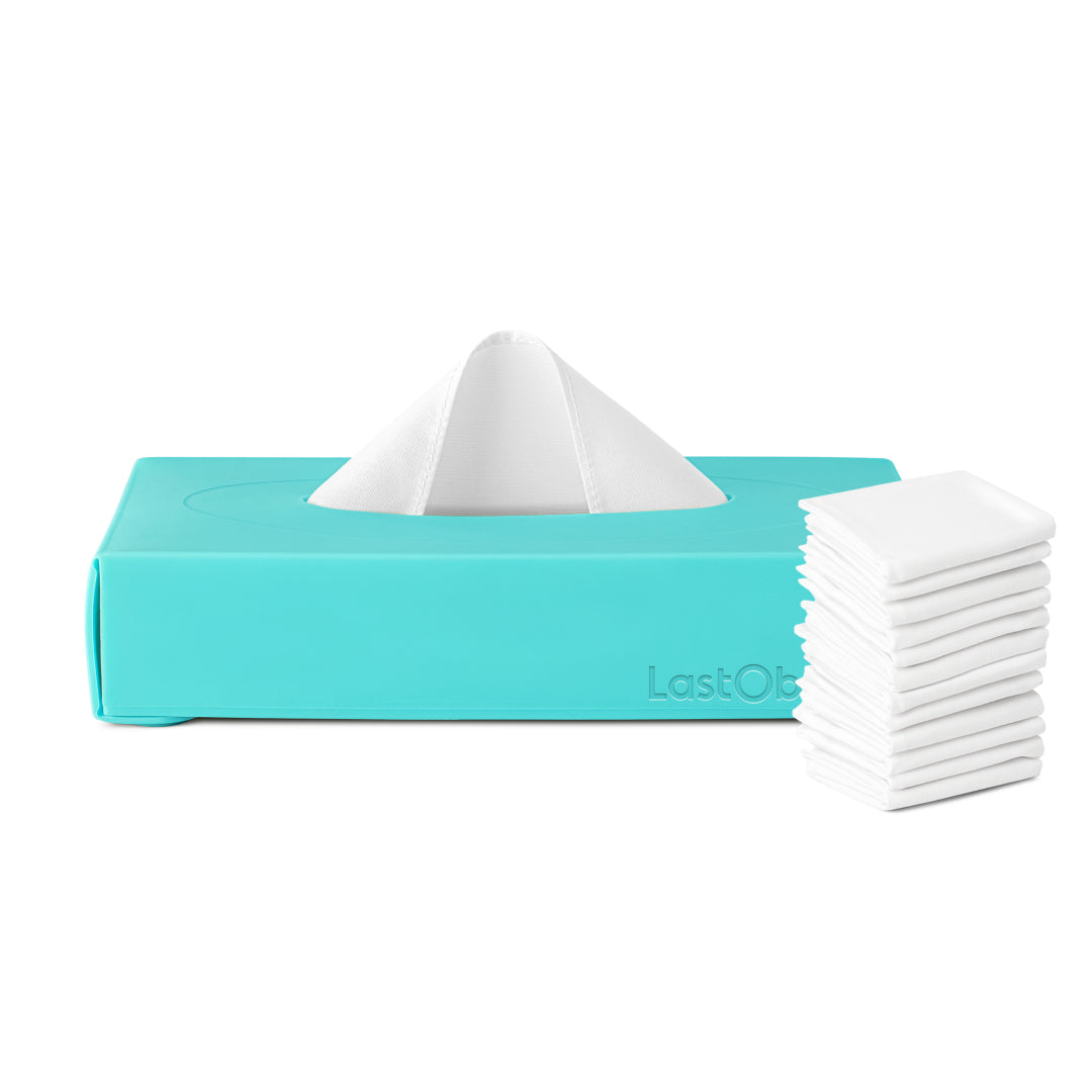 LastSwab LastTissue Boite mouchoirs lavables turquoise coton bio