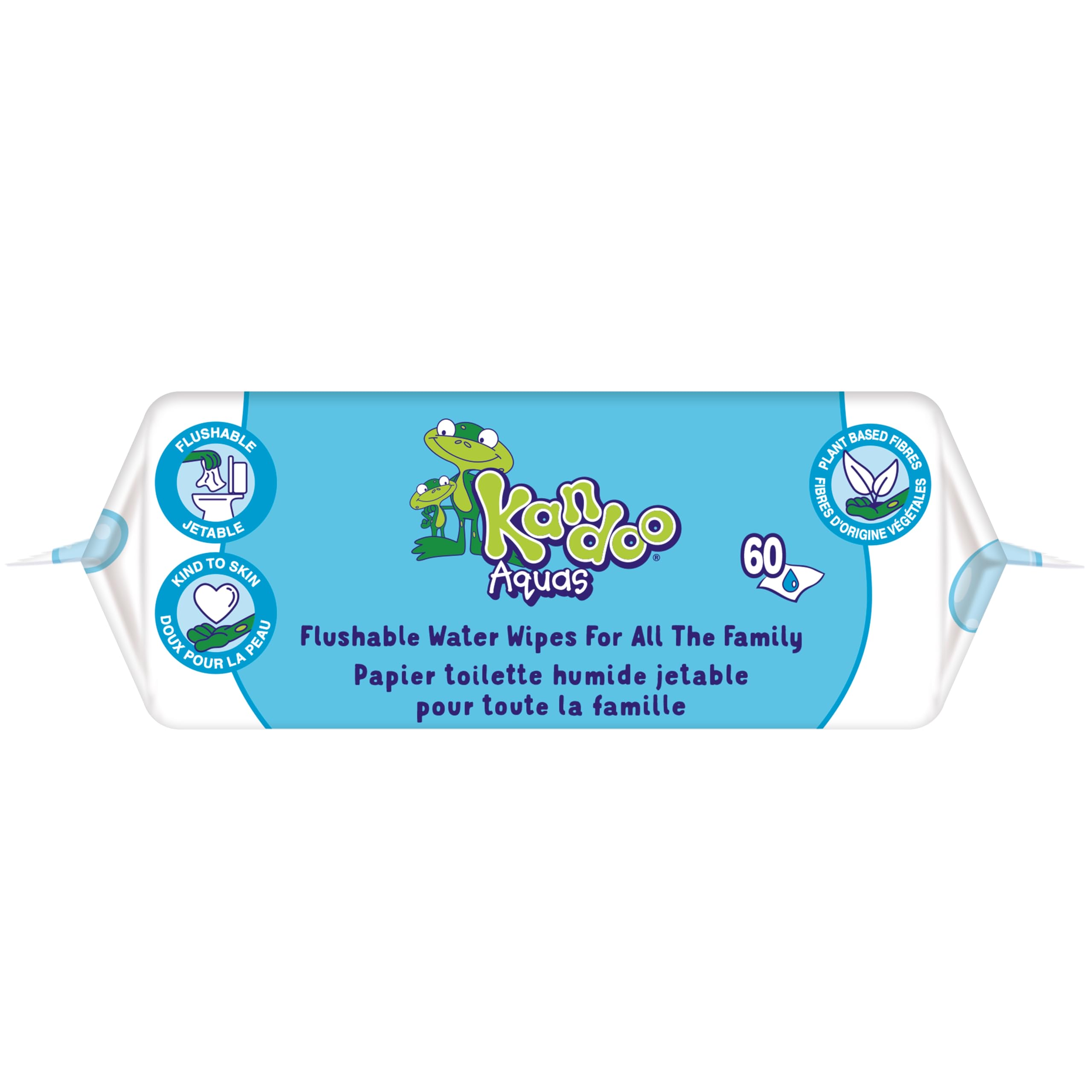 Kandoo Aquas lingettes toilette 99% eau 60 unités