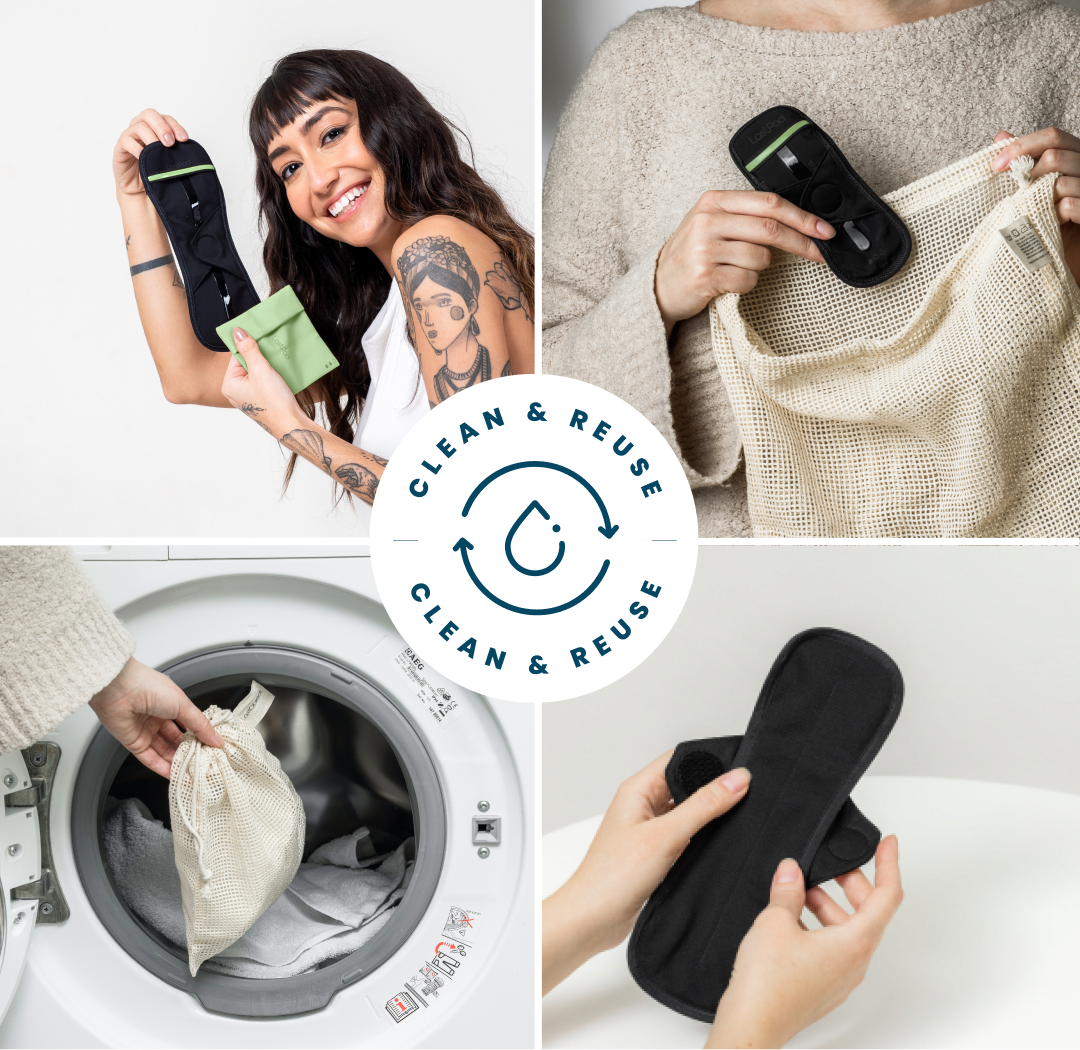 LastSwab Kit serviette hygiénique lavable 3-Pack noir