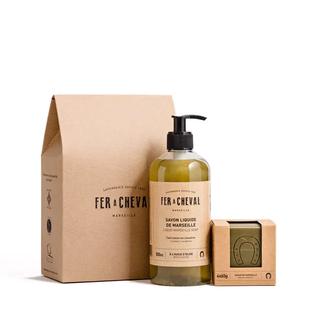 NCDSM Coffrets & Cadeaux Duo Savons Marseille Pur Olive 500ml+4x65g