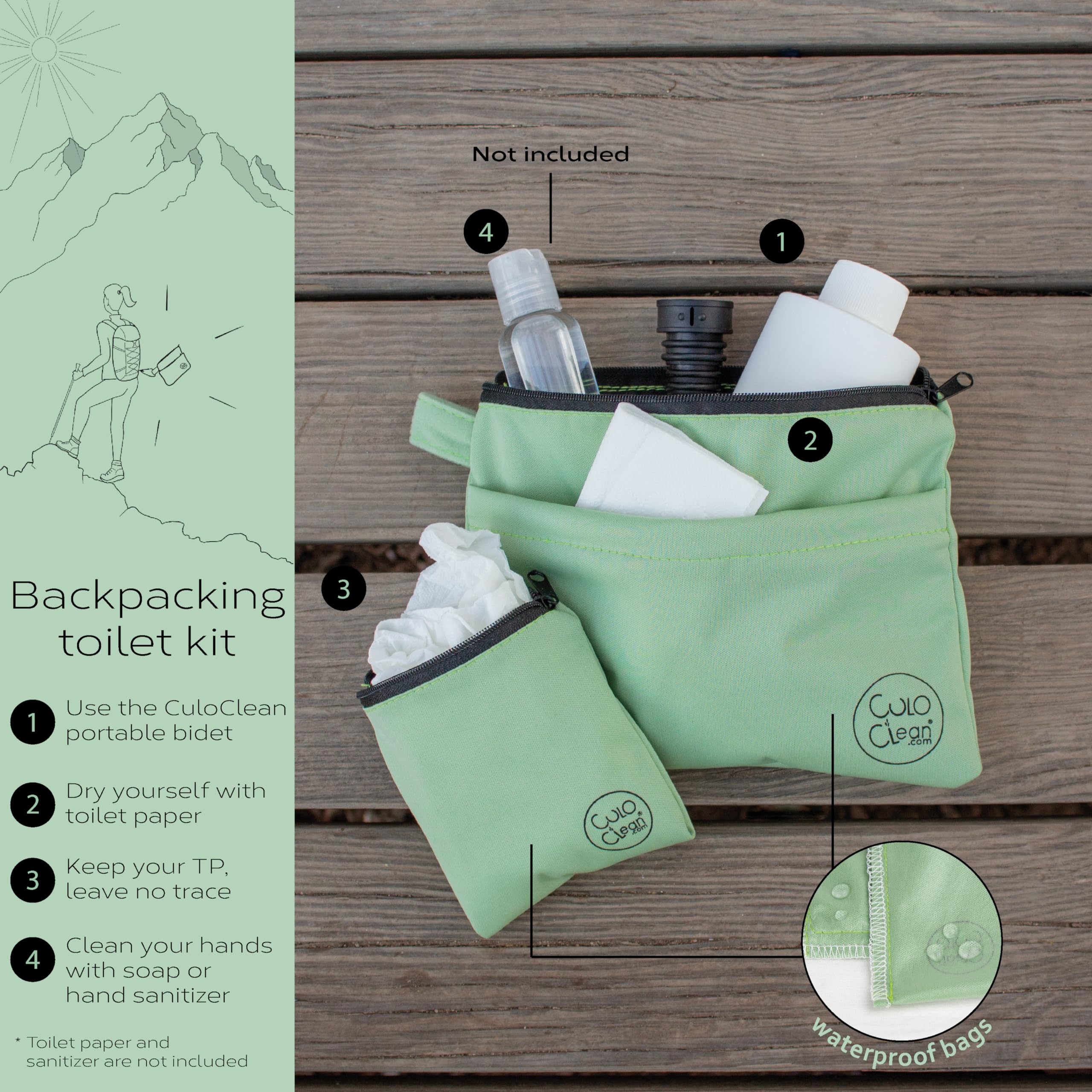 CuloClean Kit Hygiène Bidet Portable + Bouteille randonnée