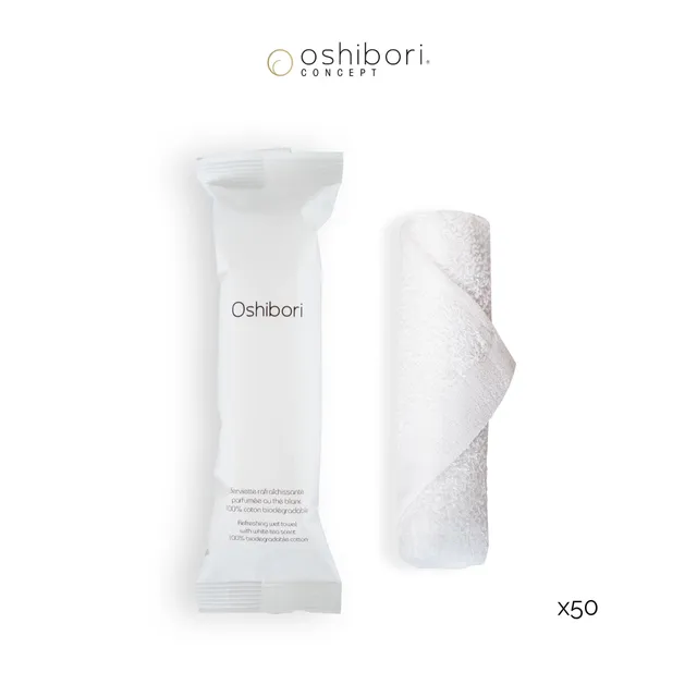 Oshibori Concept 15g Serviette Rafraîchissante Blanc Thé Blanc x50