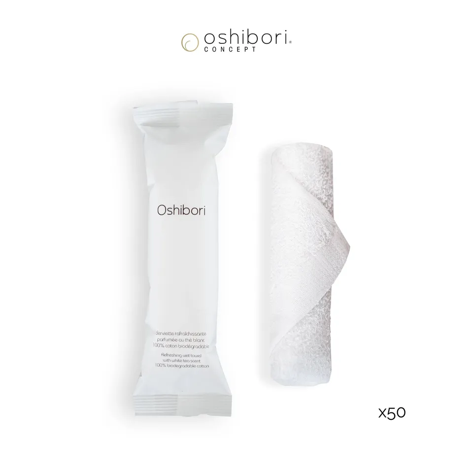 Oshibori Concept 15g Serviette Rafraîchissante Blanc Thé Blanc x50