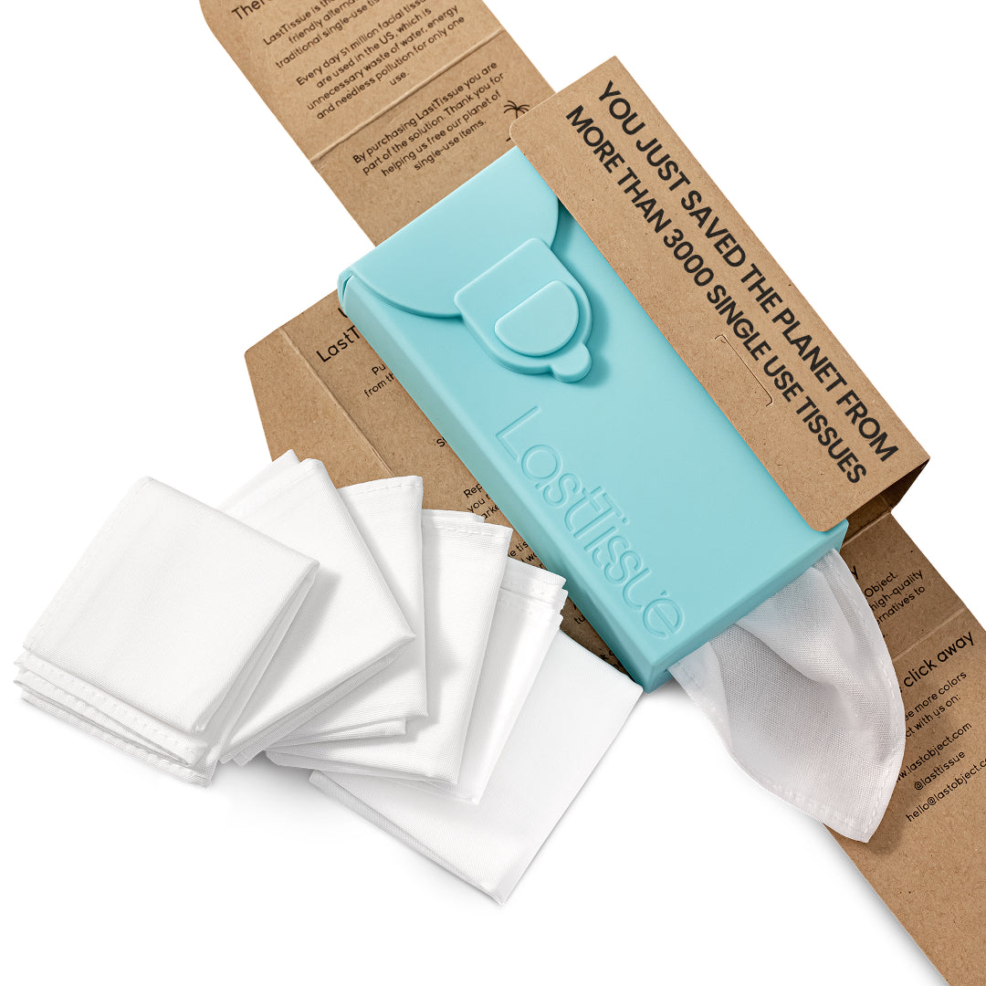 LastSwab LastTissue Boite mouchoirs lavables turquoise coton bio