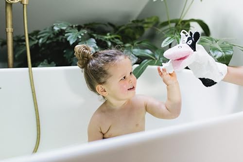Isabelle Laurier Gant de toilette enfant vache coton blanc