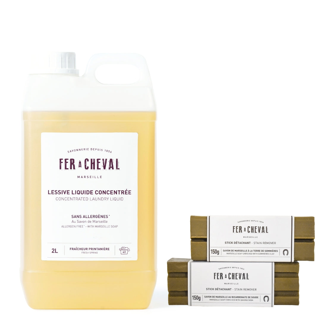 Fer à Cheval Trio Linge Propre Coffret Lessive 2L + 2 Sticks