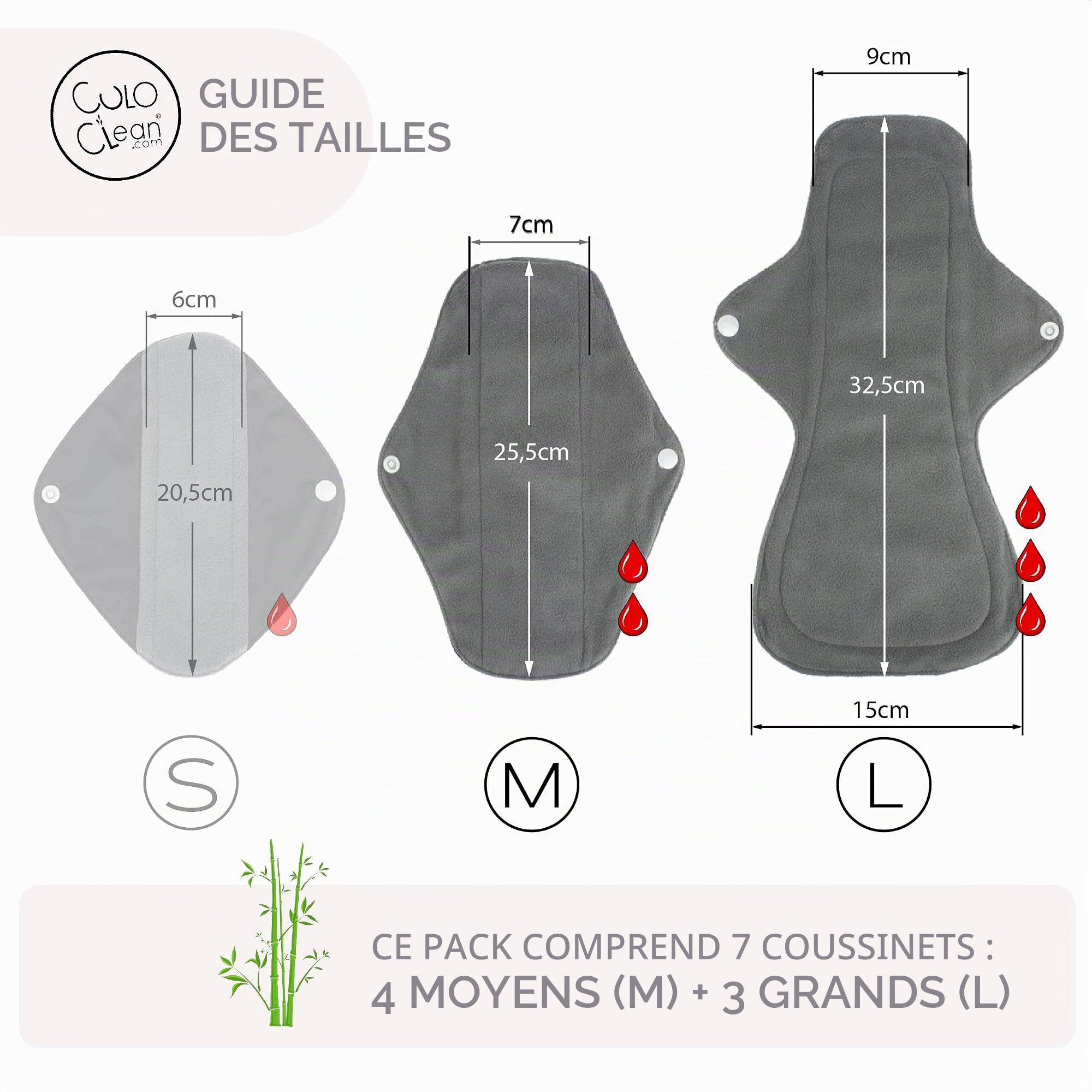 CuloClean Serviettes Lavables bambou 4M+3L bidet