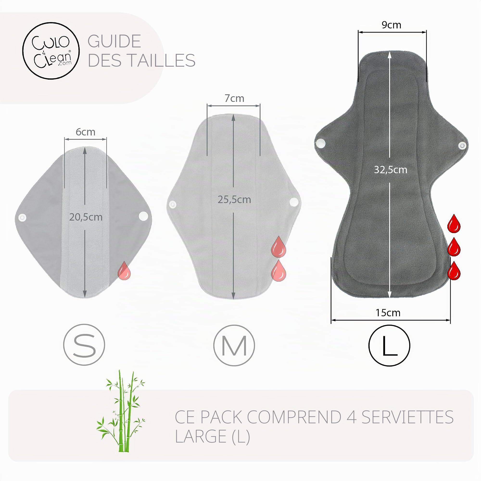 CuloClean Serviettes Hygiéniques Lavables Bambou 4L Bidet