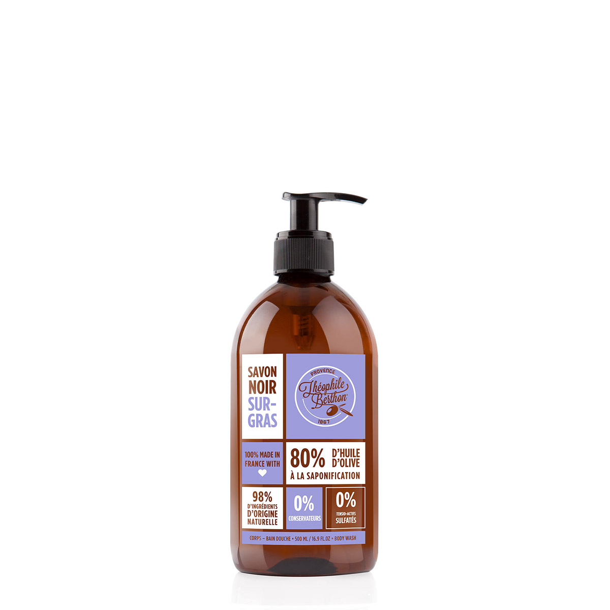 Théophile Berthon Savon Noir liquide corps parfumé 6x500ml surgras