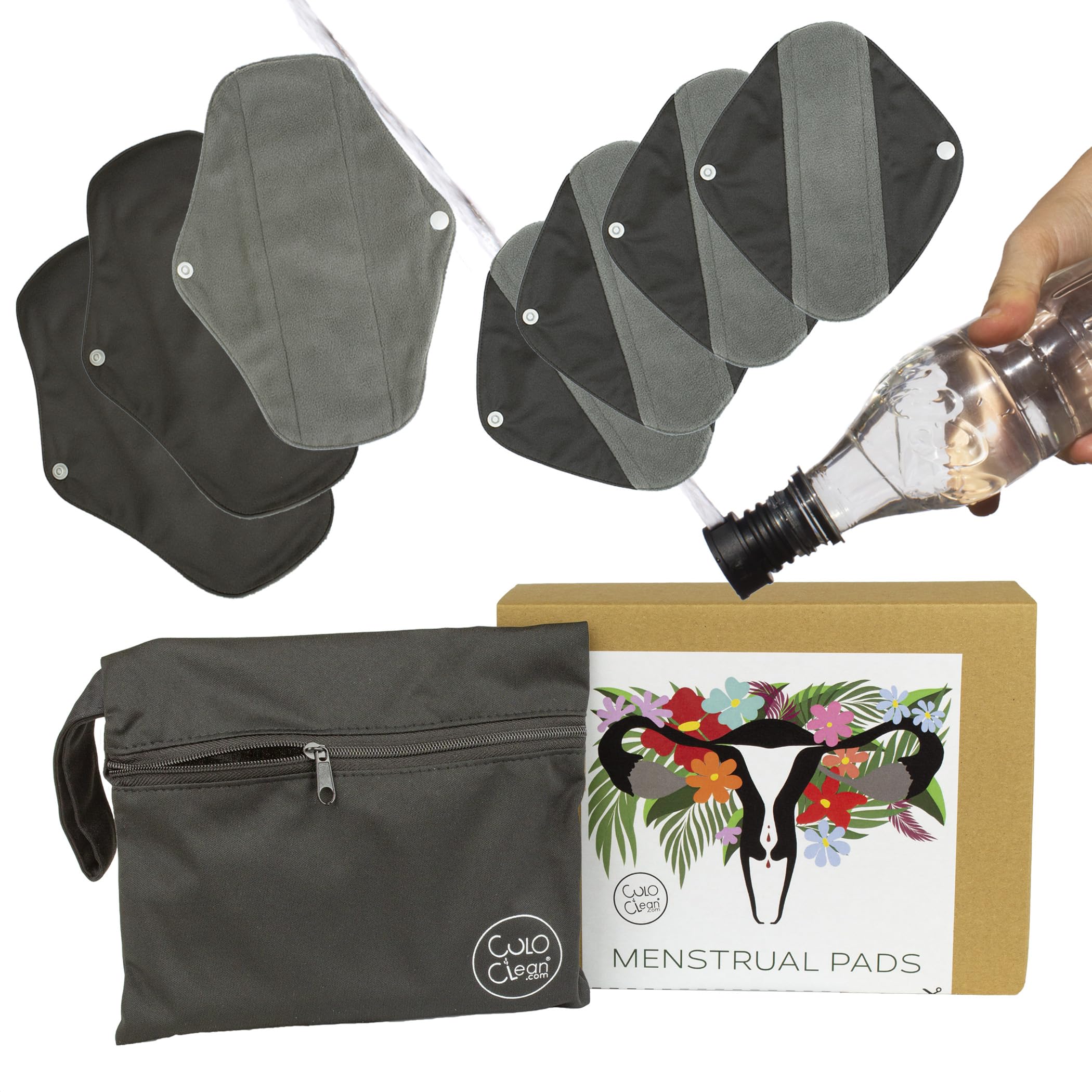 CuloClean Serviettes Hygiéniques Lavables 4S+3M Bambou Flux Léger