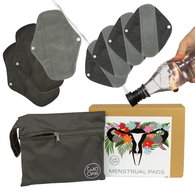 CuloClean Serviettes Hygiéniques Lavables 4S+3M Bambou Flux Léger