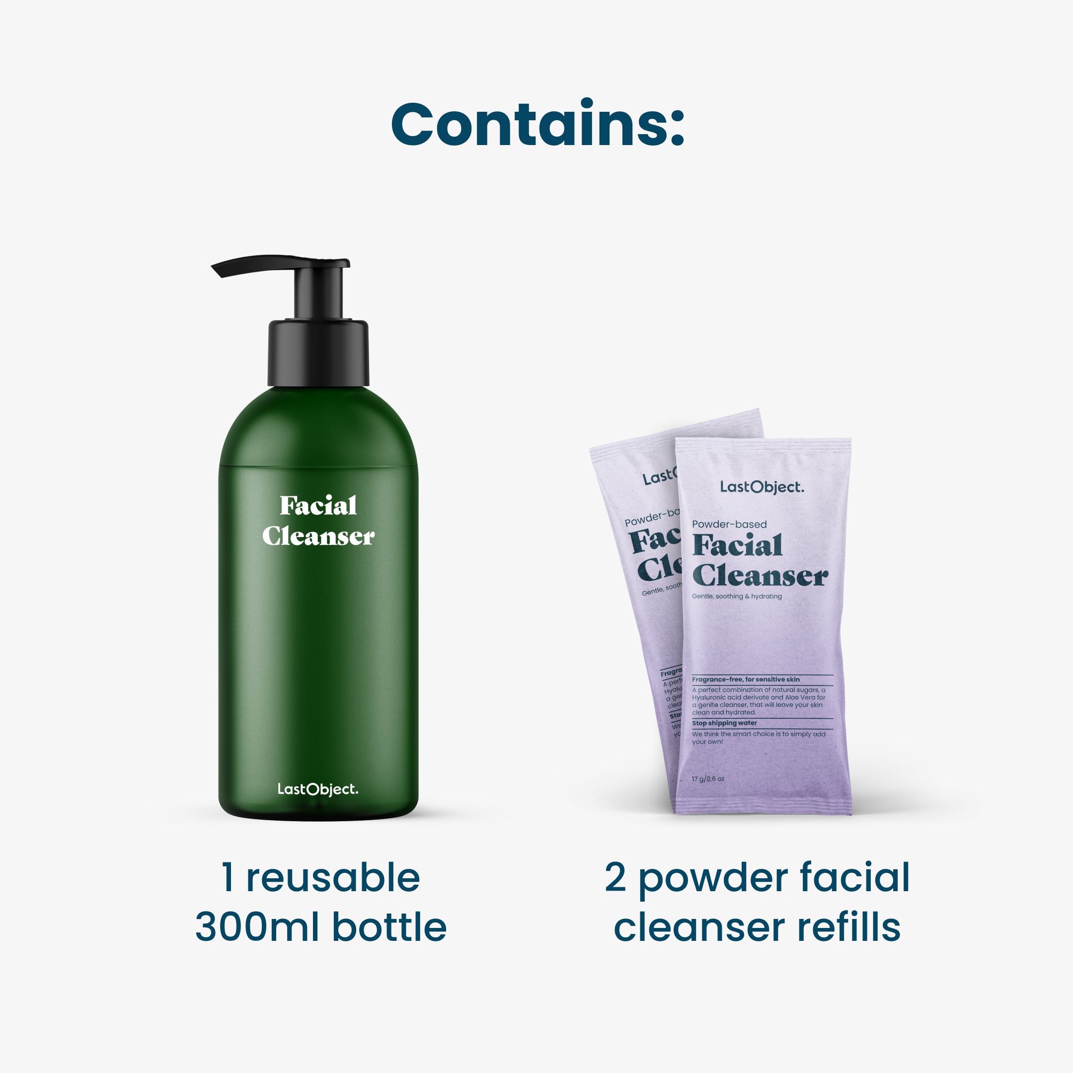 LastSwab Nettoyant Visage poudre kit 300 ml 2 recharges