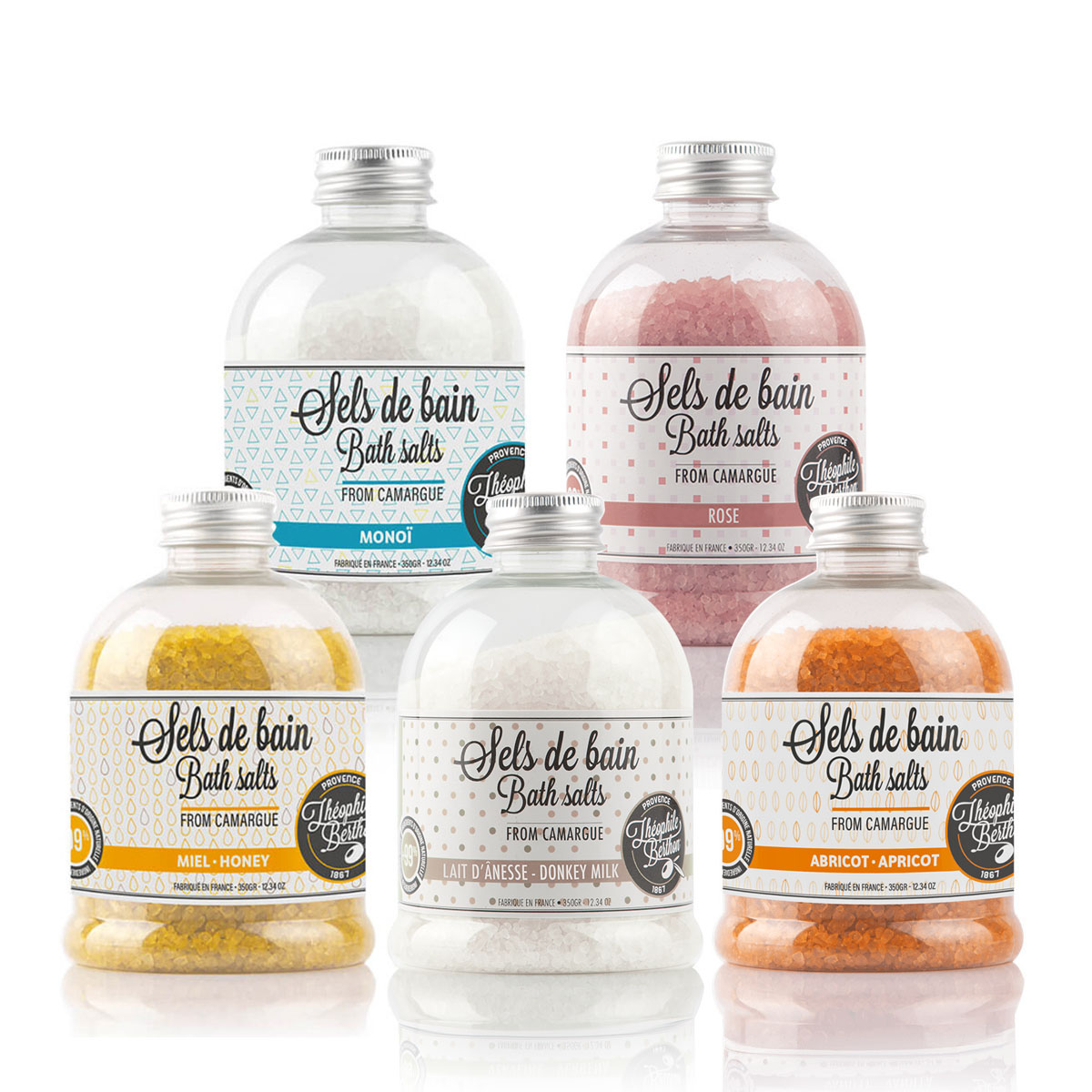 Théophile Berthon Sels Camargue 5 sels bain parfumés assortiment