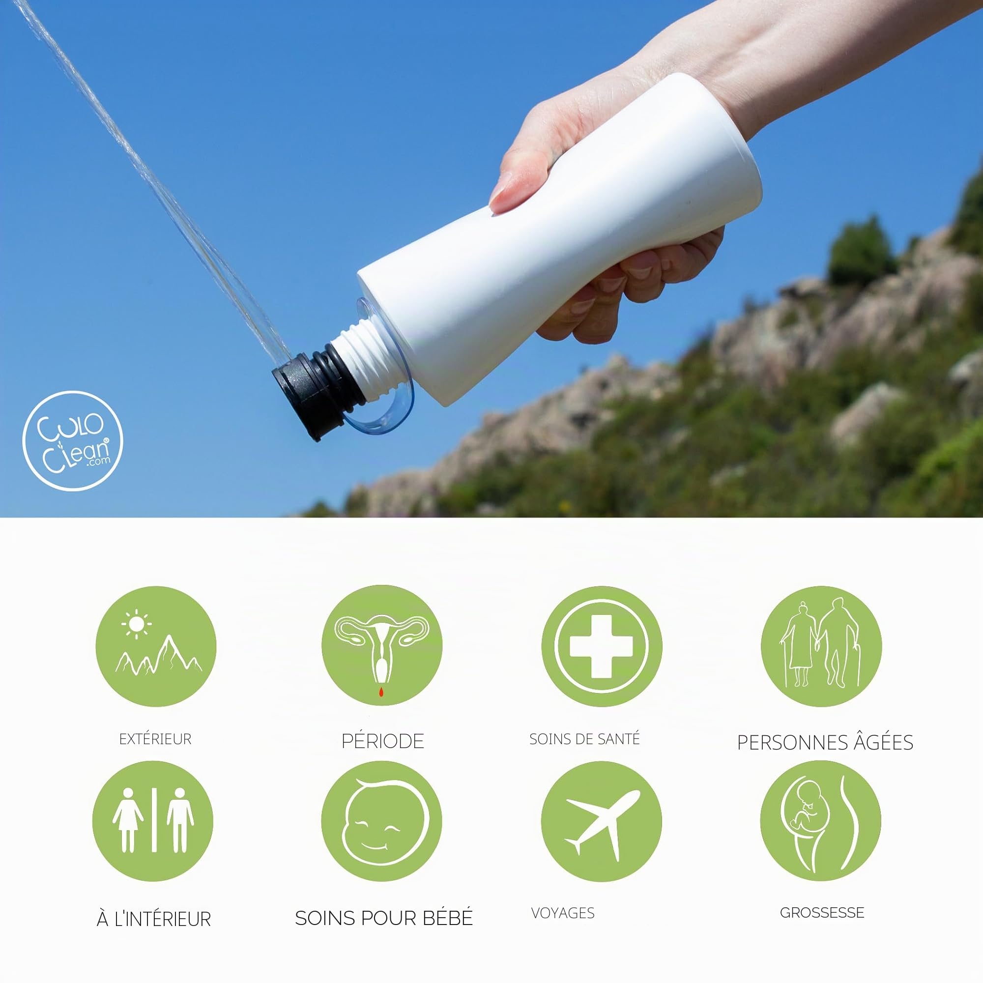 CuloClean Bidet portable + Bouteille 330ml lot de 2