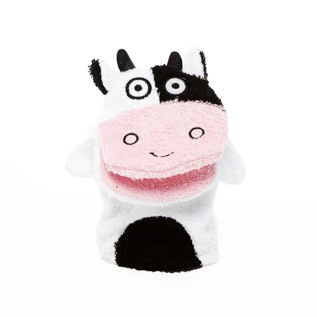 Isabelle Laurier Gant de toilette enfant vache coton blanc
