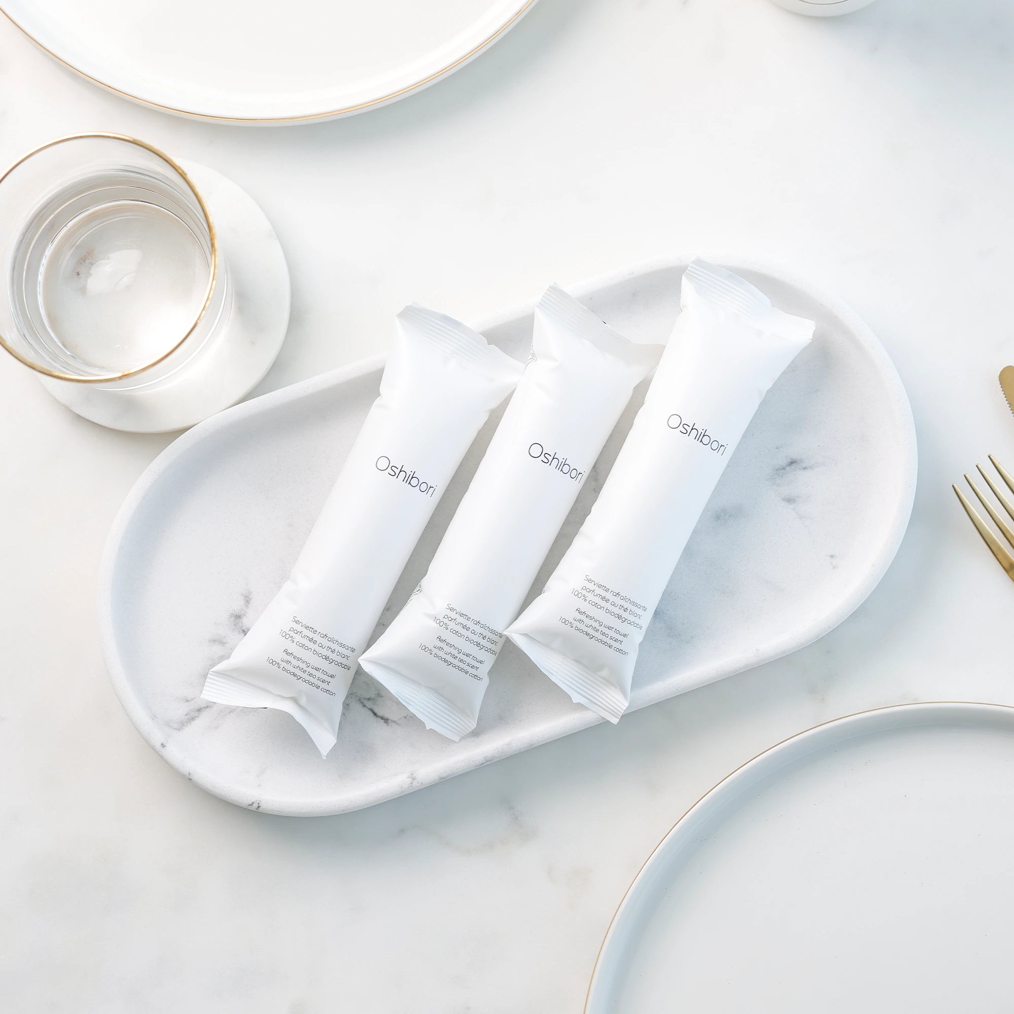 Oshibori Concept 15g Serviette Rafraîchissante Blanc Thé Blanc x50