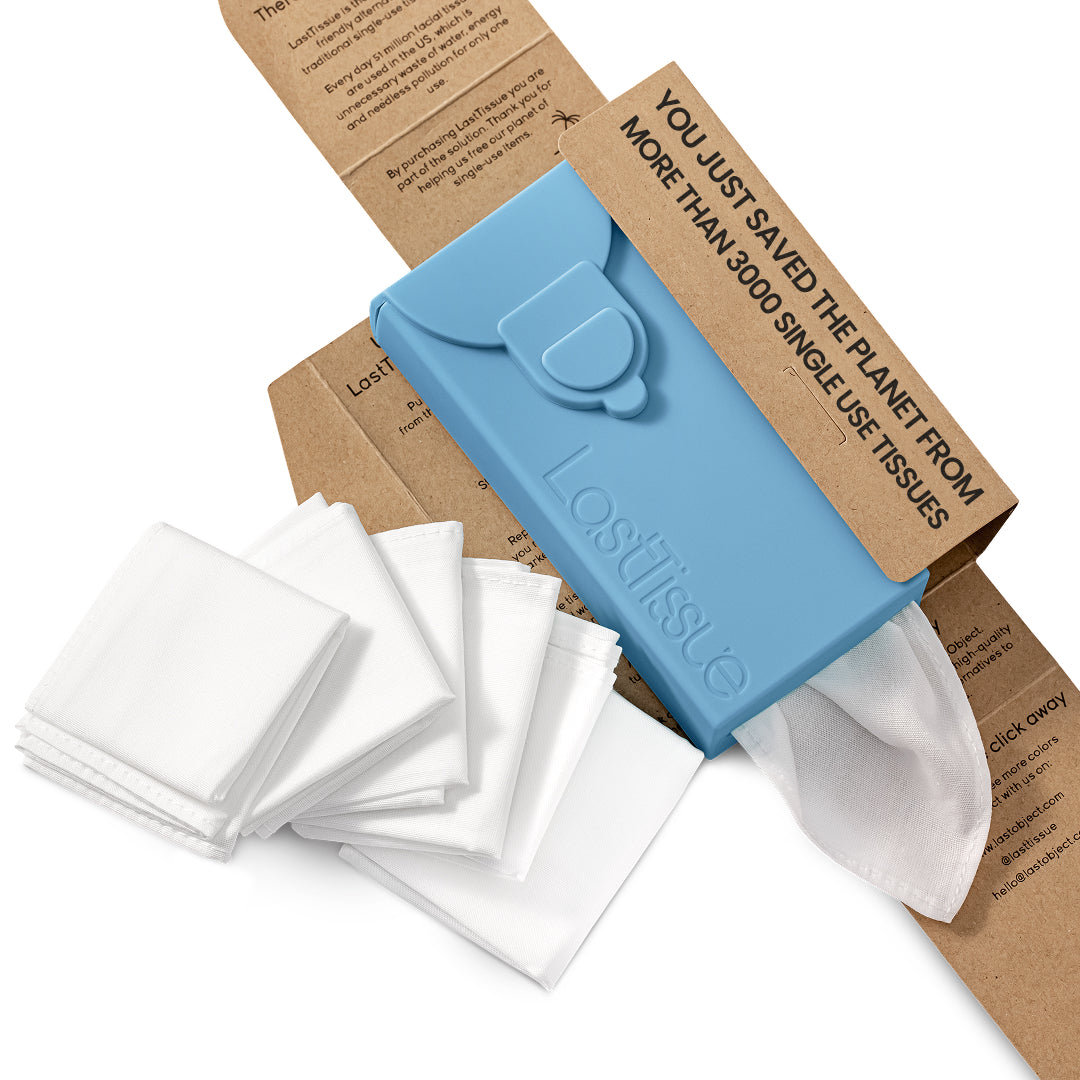 LastSwab LastTissue Boite mouchoirs lavables turquoise coton bio