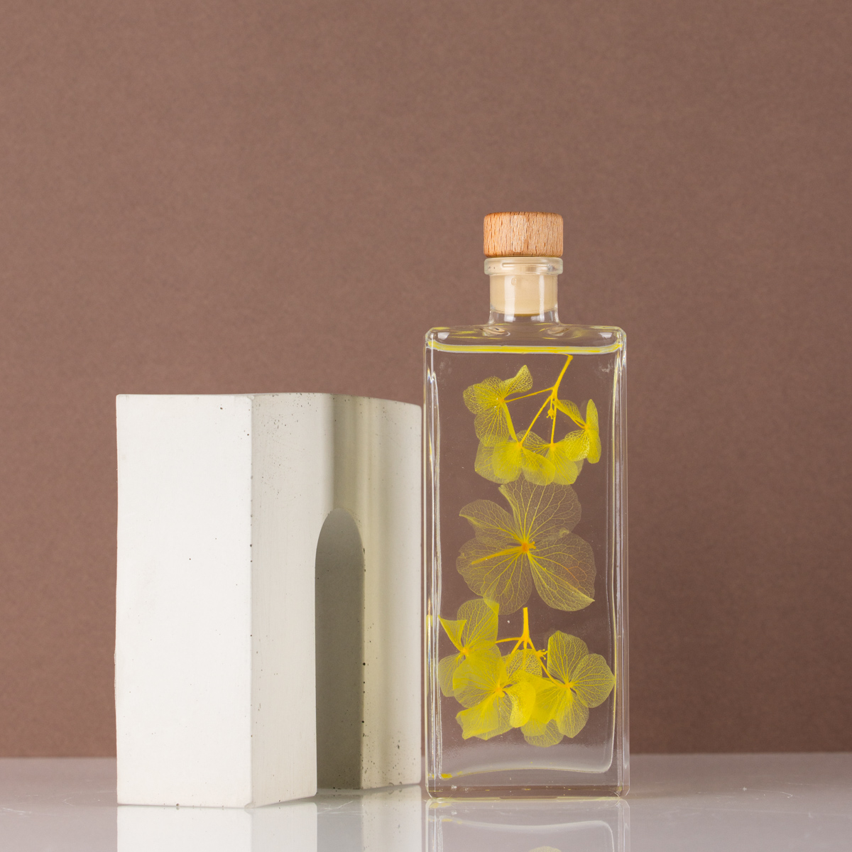 Théophile Herbarium Hortensia Jaune fleur immergée déco