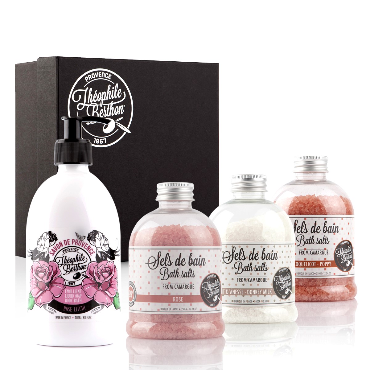 Théophile Berthon Coffret Bohème savon rose litchi et sels de bain