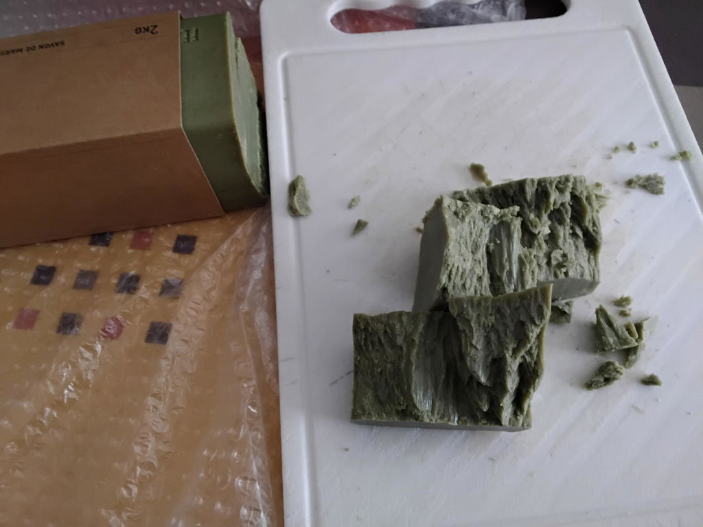 NCDSM Barres Pur Olive savon Marseille barre 1kg tranchée