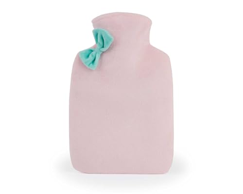 Isabelle Laurier Ladies bouillotte eau chaude 1L housse velours rose