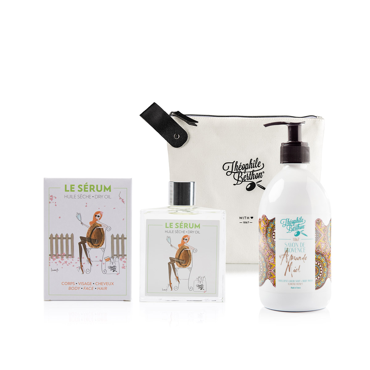 Théophile Berthon Trousse Amande huile sèche 100ml + savon 500ml